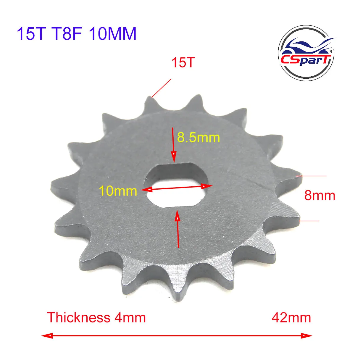 15 Tooth 15T T8F Oval 10MM Razor EVO X-Treme IZIP Gear Sprocket 500W 800W 1000W Electric Motor Scooter