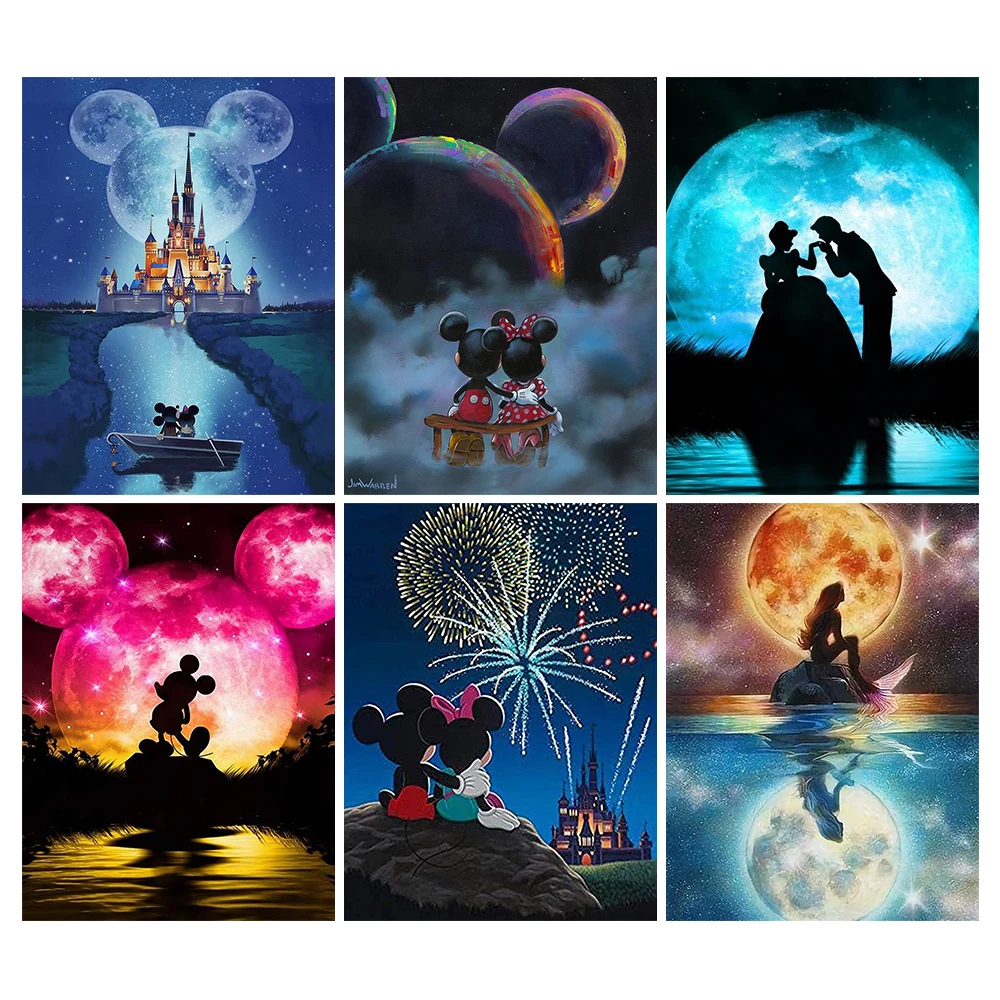

Disney 5D DIY Diamond Painting The Little Mermaid Cross Stitch Kit Round Drill Cartoon Lilo&Stitch Embroidery Mosaic Art Home