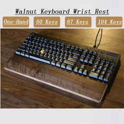 One-Hand Oak Walnut Wooden Keyboard Wrist Rest For GK61 keys 87 104 keys with Anti-Slip Mat Pad Custom For Mechanical Keyboard