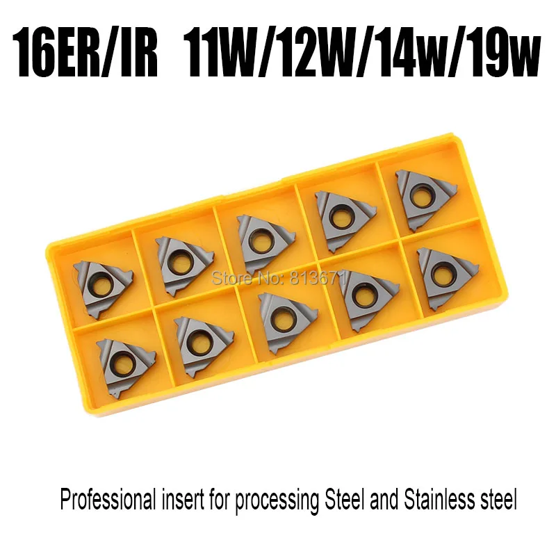 10pcs 16ER 16IR 11W 12W 14W 19W 55-Degree Inch Thread Blade Inserts Carbide Turning Tools For Stainless and Steel Machining