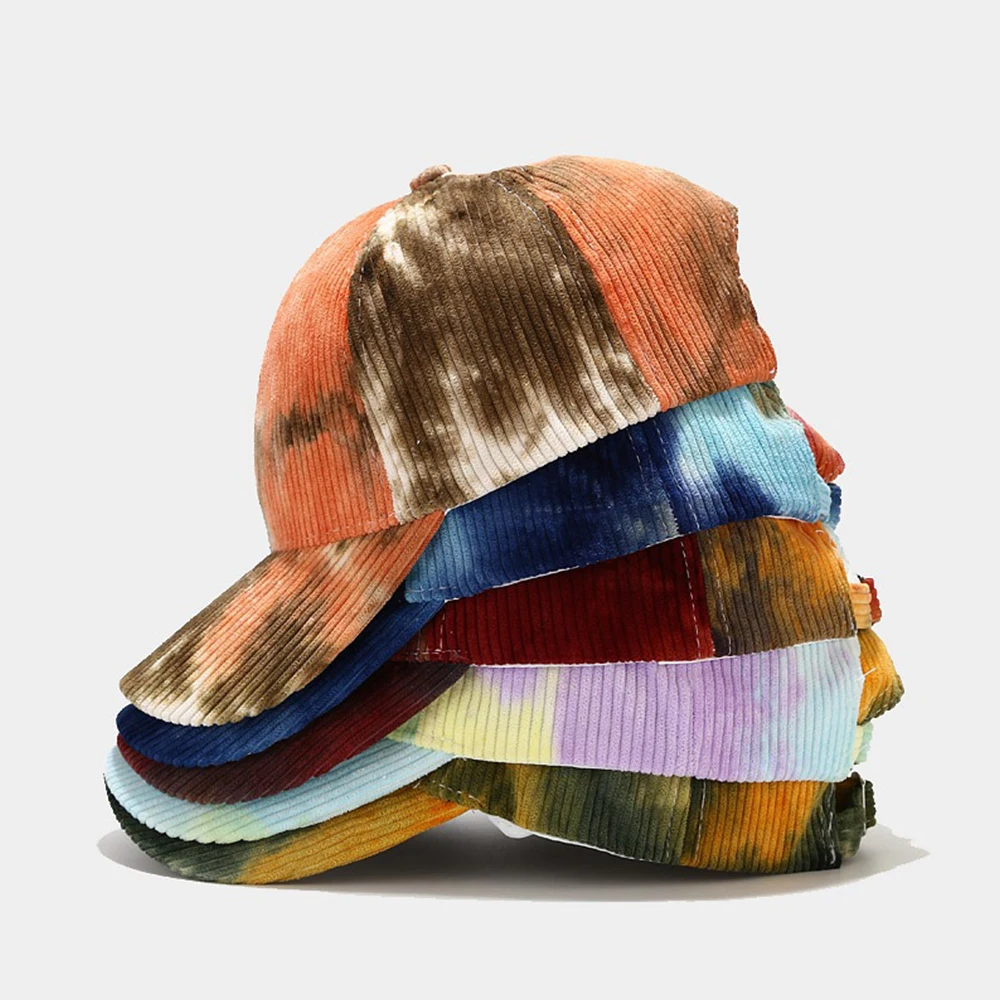 Winter Warm Corduroy Baseball Cap For Men Trendy Tie-dye Women Caps Candy Color Streetwear Snapback Hip Hop Trucker Hat Bone