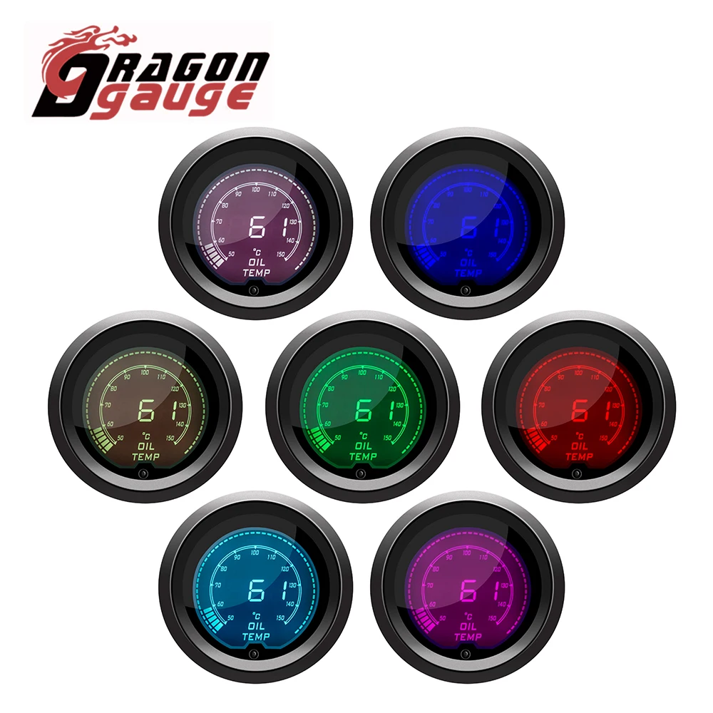 DRAGON GAUGE 52 mm Drehzahlmesser, Spannungsverstärkung, Wassertemperatur, Öltemperatur, Ölpresse, ETG-Messgerät, LED-Digitalanzeige, Autoanzeige, 7 Farben ändern – Detail 9
