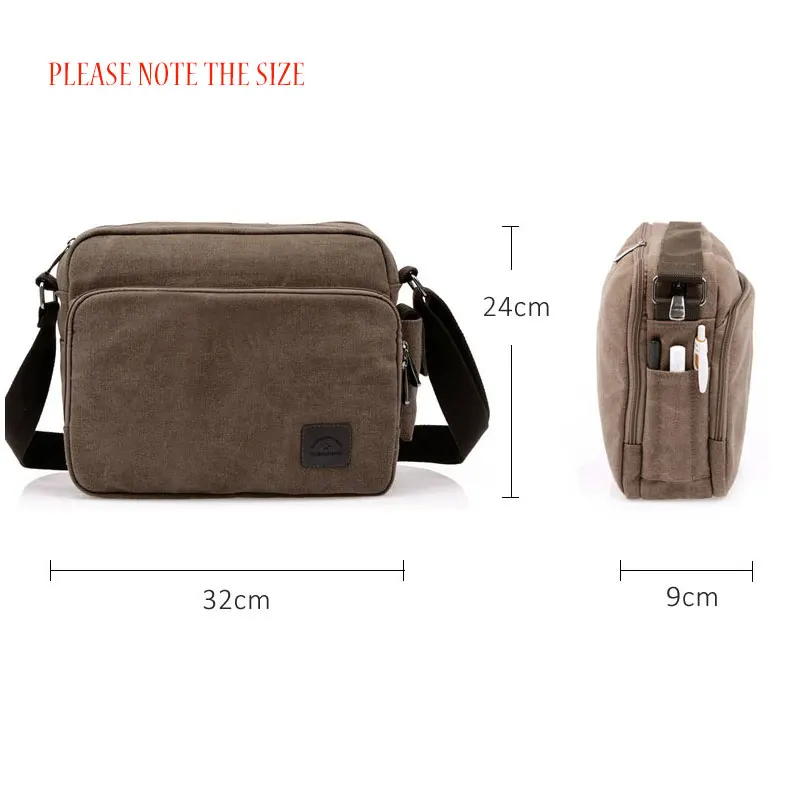 Mannen Canvas Schooltas Crossbody Bag Multi-Pocket Schoudertassen Business Casual Hoge Kwaliteit Bruin Retro Messenger Handtas XA544ZC