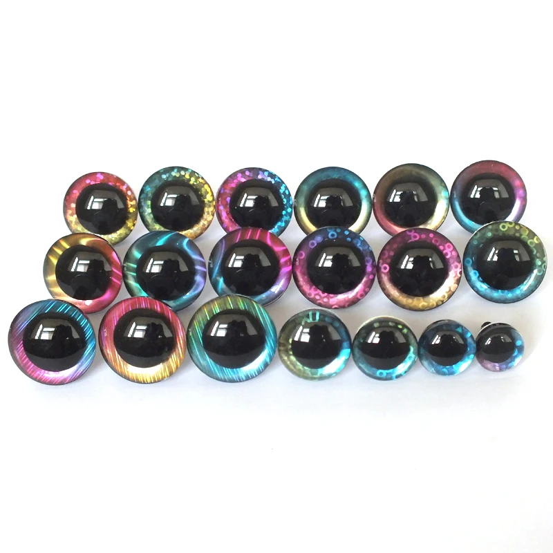 20pcs/lot 12-25mm New Rainbow Glitter Toy Eyes Safety Toy Eyes Amigurumi