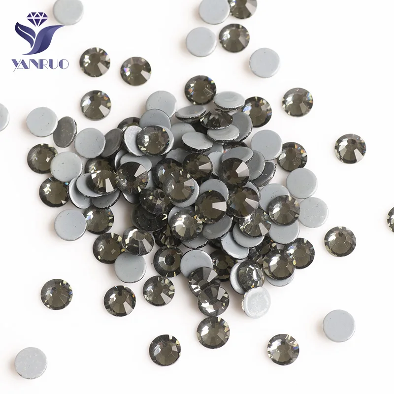 YANRUO 2058HF Black Diamond Crystal Grey Strass Stones Hotfix Dekorative Kleidung Wärmeübertragung Handarbeit Glas – Detail 3