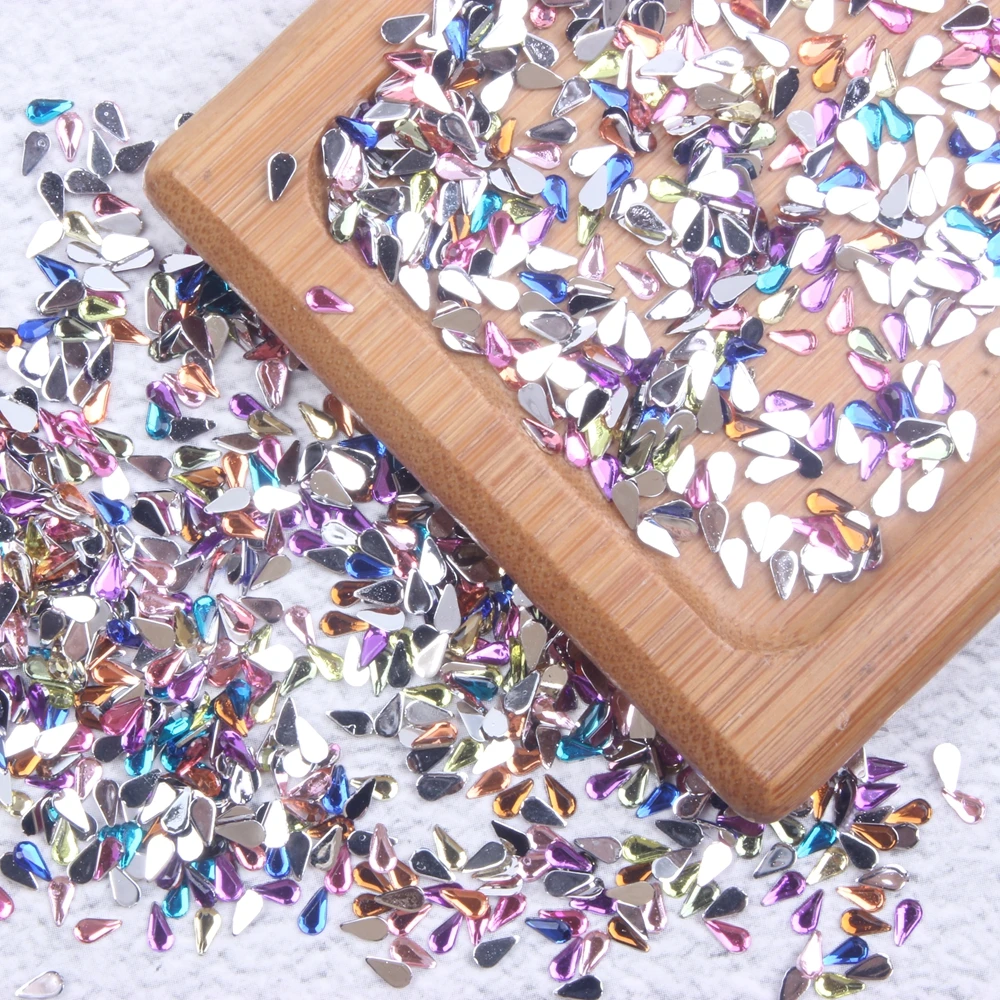 Strass pour décoration des ongles, 10000 pièces, goutte d'eau, 35g, 2x4mm, 3D, Non correctif, Nail Art