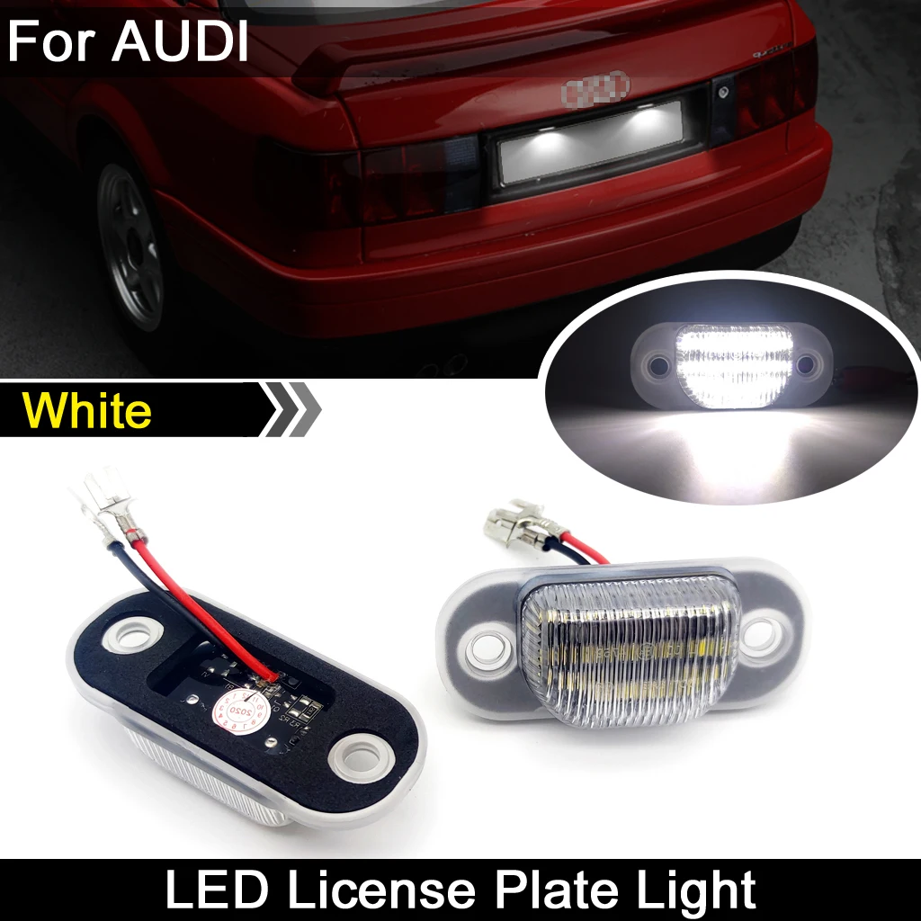 2Pcs LED License Plate Light For Audi 80 B4 Cabriolet 100/S4 A6/S6 High Brightness White Number Plate Lamp