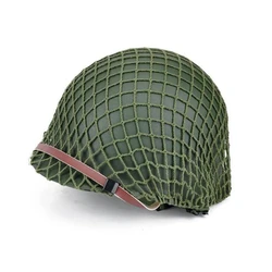 Durable Heavy Duty Helmet US Army Tactical Helmet WWII Steel M1 Green Steel Helmet Replica with pretend Net/ Canvas Chin Strap