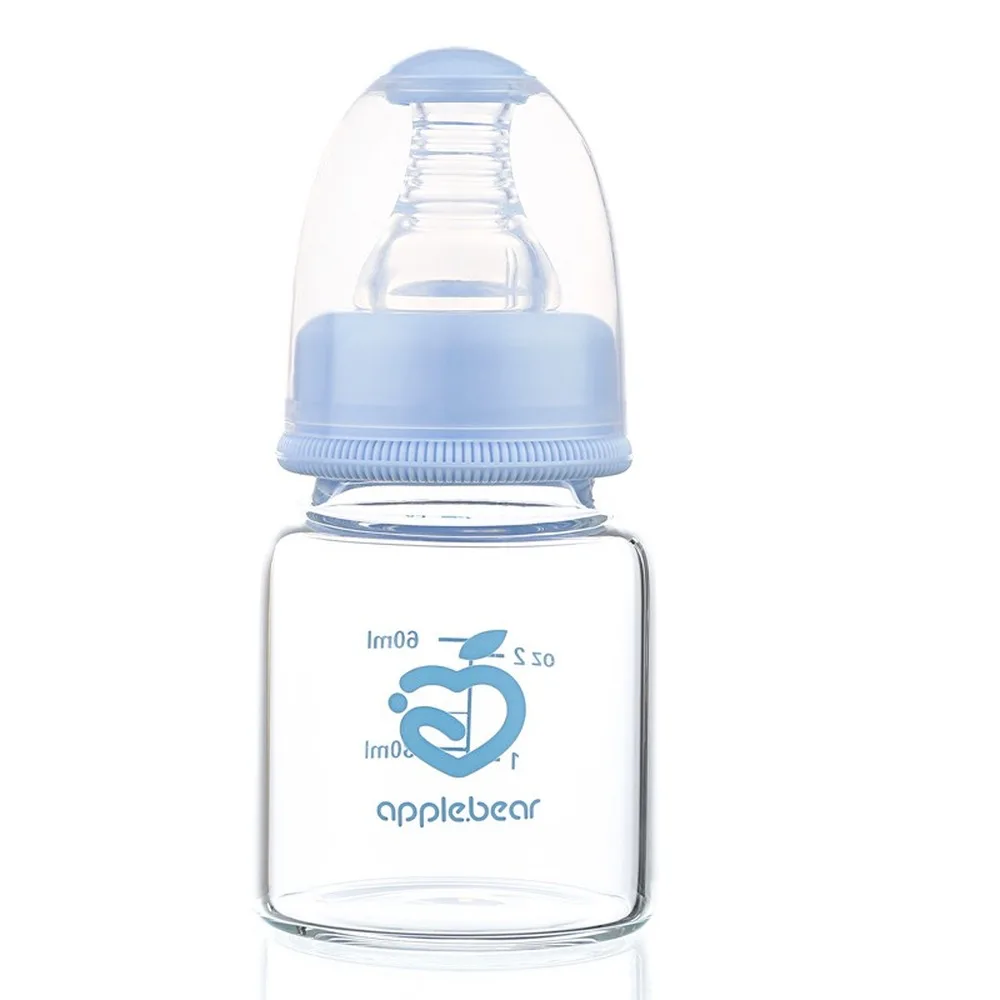 60mL Newborn Children Infant Baby Boy Girl Standard Mouth Glass Feeding Bottle Drinking Water Fruit Juice Breast-like Feeling