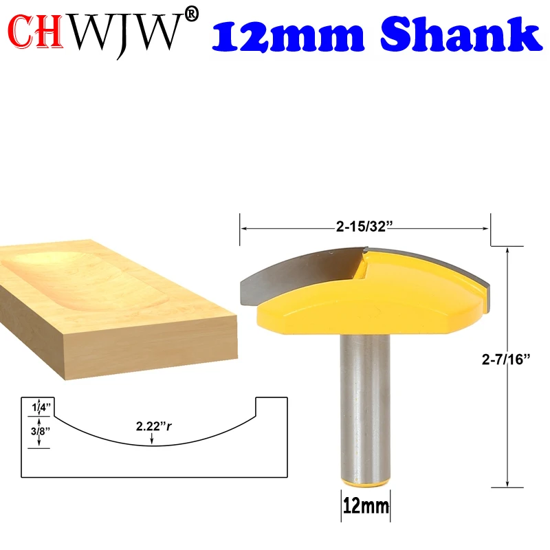 CHWJW 1PC 12mm Shank Horizontal Crown Router Bit CNC Router Bit Large Bowl Router Bit knife Woodworking cutter