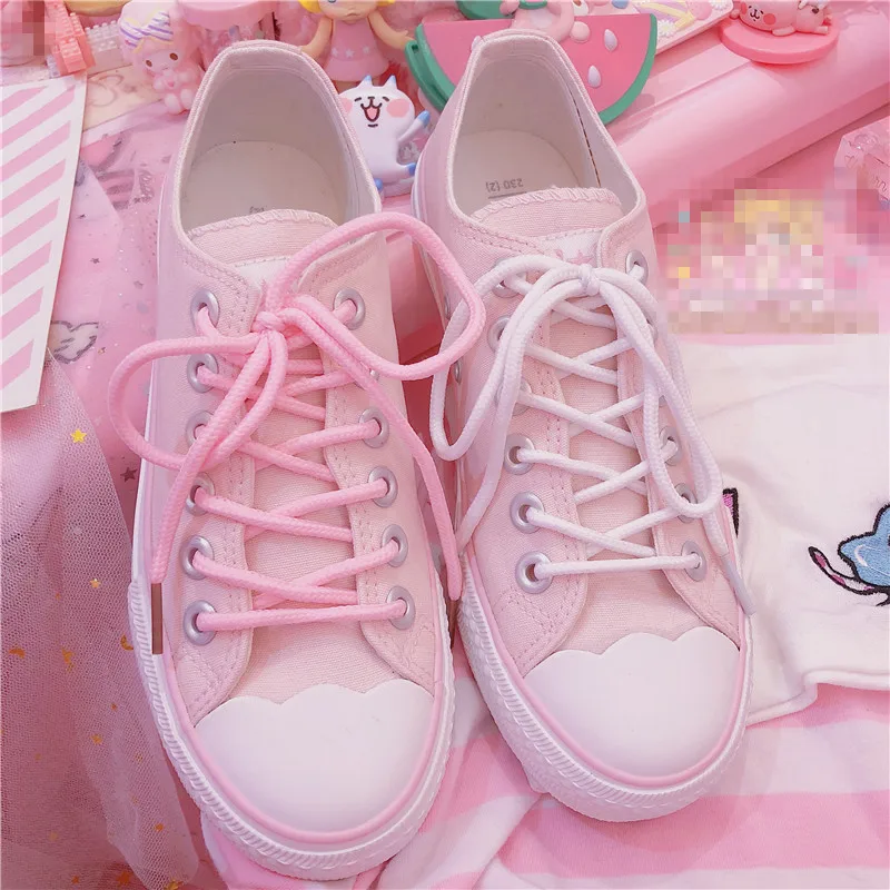 Japanese sweet lolita shoes round head flat  board shoes kawaii girl sneakers kawaii shoes loli cos