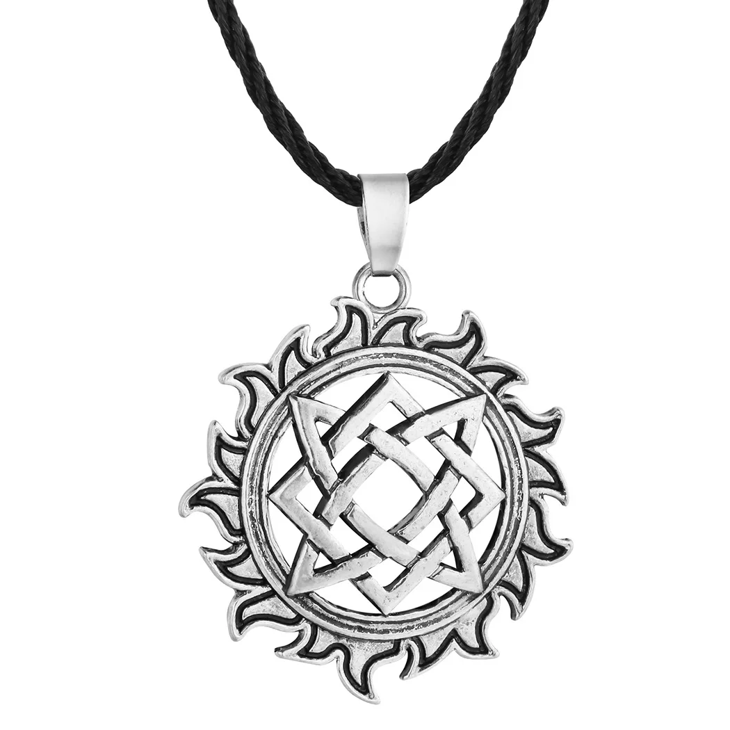 Slavic Kolovrat Wheel Amulet Pagan Pendant Necklace Viking Runes Star Of Russia Pentagram Talisman Vintage Jewelry Necklace