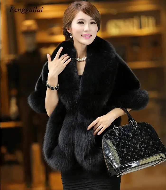 165*55 Cm  Women Fur Shoulder Wrap Burgundy Bridal Shawls Cape White Black Faux Fur Wedding Coat