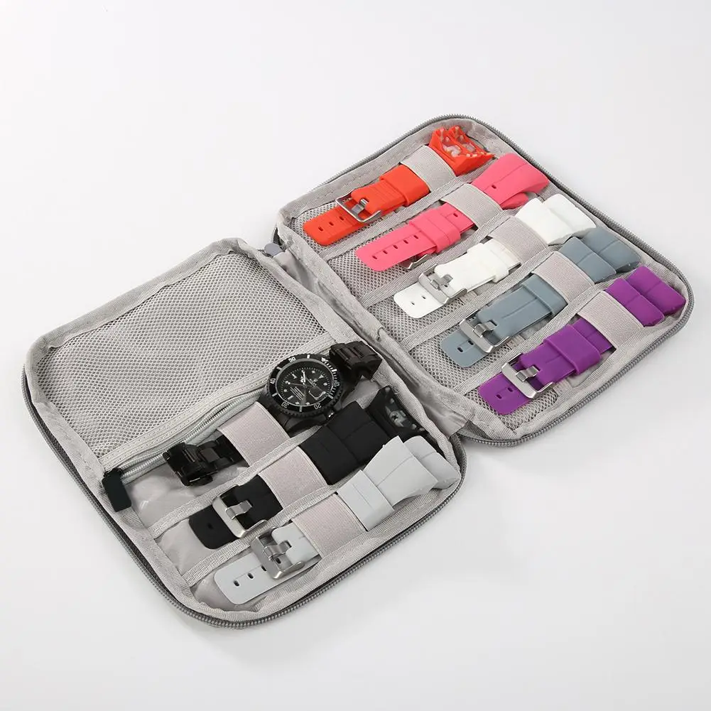 Pulseira organizadora para relógio, fecho com zíper retangular