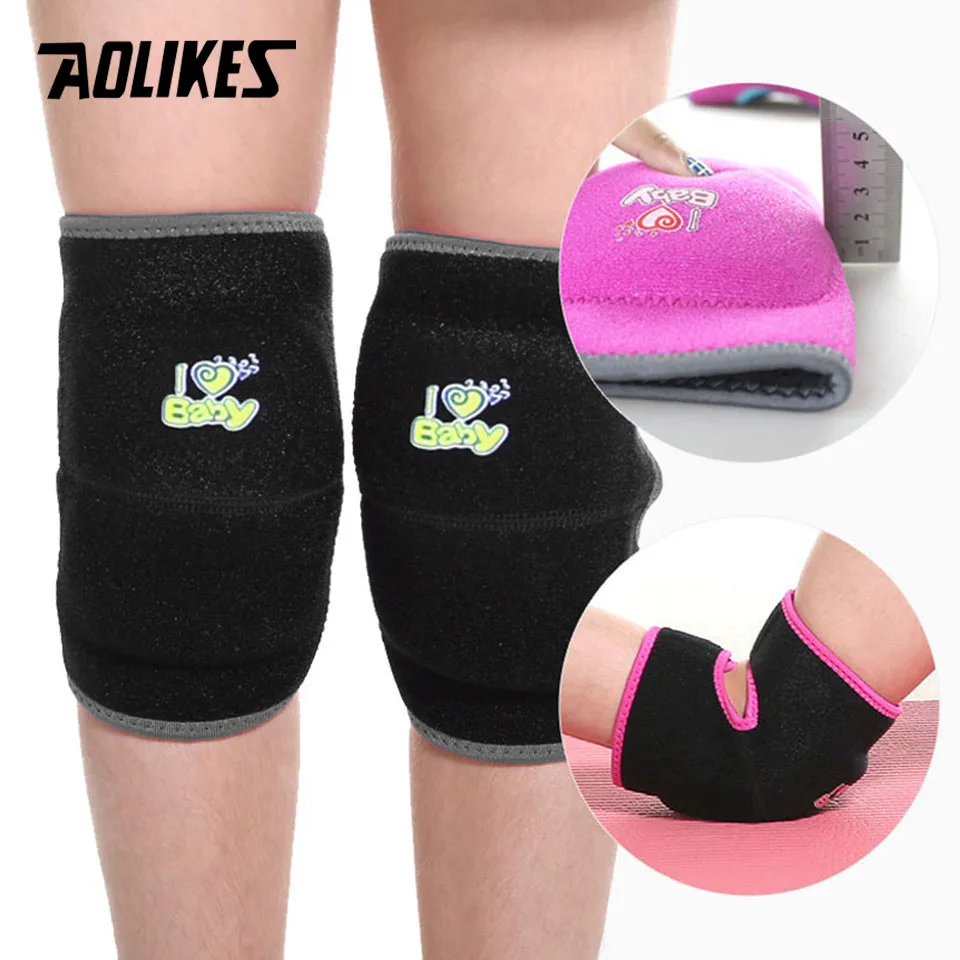 AOLIKES Kids Knee Pads Dance Yoga Tennis Knee Support Brace Sport Gym Kneepad Children Workout Padded Sponge Knee Protection