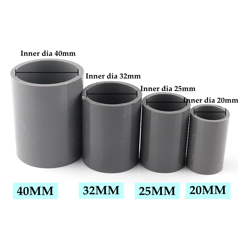 5~50pcs ID 20~50mm Mounting Hydroponics PVC Pipe Straight Equal Connector Plastic Pipe Straight Connector Plastic Joint Fittings