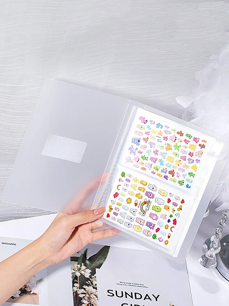 1pc 80 slots Nail Sticker Storage Book Decal Collecting Albums Matte Photo Album Nail Art Display Showing Book Container Tool