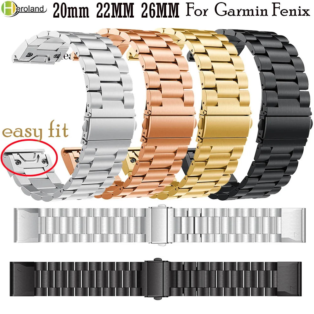 

Ремешок для часов из нержавеющей стали для Garmin Fenix 6 6X 6S /5S 5X 5 Plus Fenix 3 3 HR 26 мм 22 мм 20 мм сменный смарт-браслет