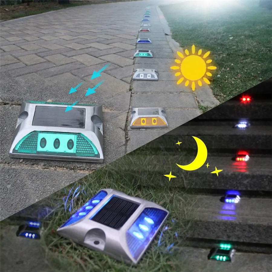 Solar Deck Light Outdoor Solar Driveway Dock Light Waterproof Warning Step Light Road Markers for Garden Pathway Decor