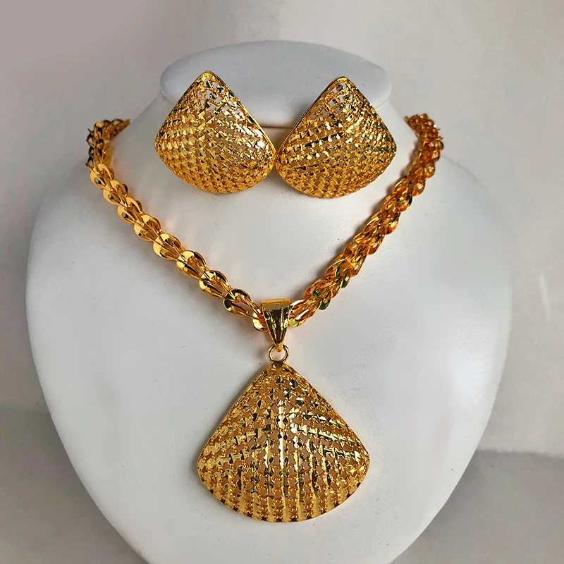 Ethiopian Gold Color Wedding  Jewelry Set For Women Girl  With Ethiopian Handmade Chain earing  Jewelry Sets Eritrea Items