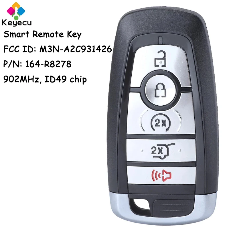 

KEYECU Smart Remote Car Key With 5 Buttons 902MHz ID49 Chip for Lincoln Aviator Corsair 2020 2021 22 Fob M3N-A2C931426 164-R8278