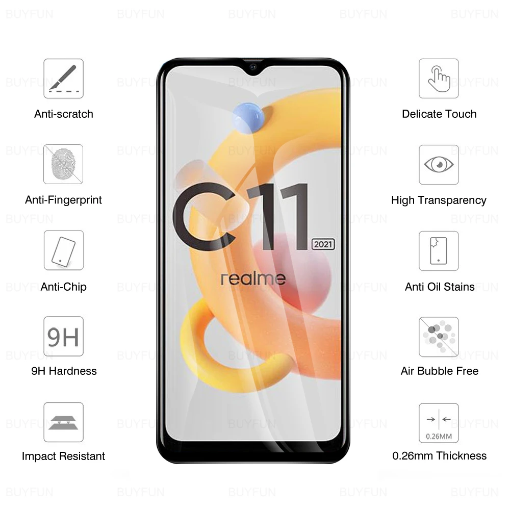3 pçs cobertura completa de vidro temperado para realme c11 2021 protetor de tela para realme c21 c21y c25 c25s c12 c15 película protetora de segurança