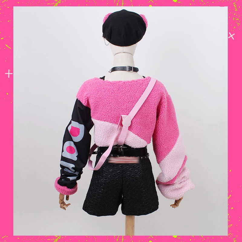 Game Project Sekai Cos Azusawa Kohane Cosplay VBS Stage Costume Fake two pieces of plush pullover Black Skirts Female Outfit B