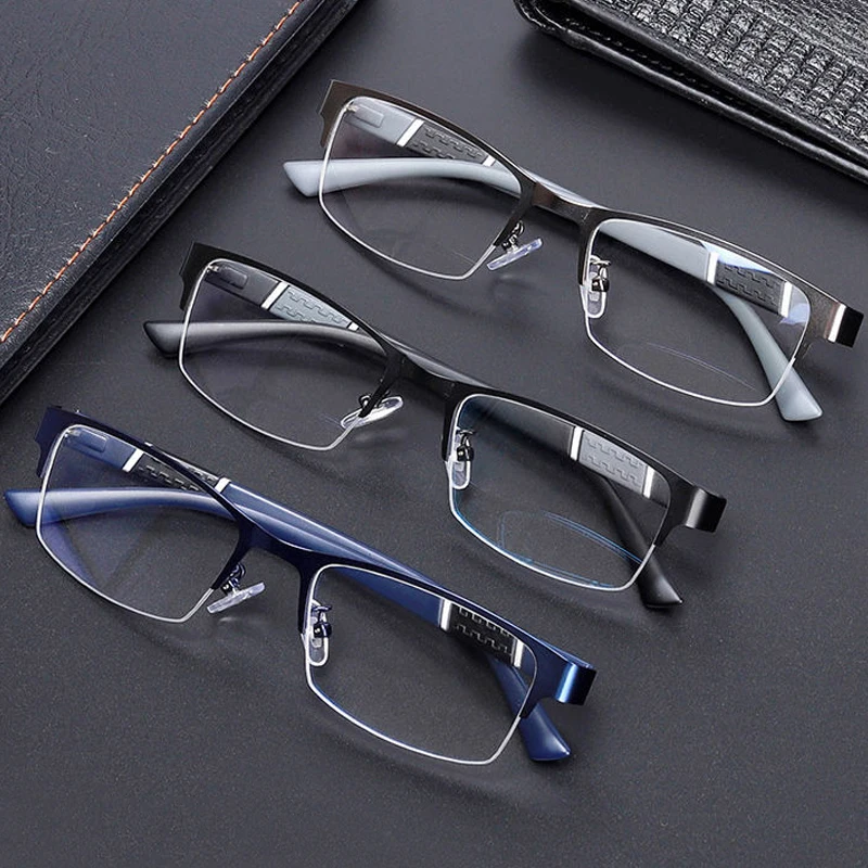 Myopia Glasses Men Anti-blue Light Men's Business Semi-Frame Finished Tr90 Handsome flat frames -1.0-2.0-2.5-3.04.5-5.0-6.0 E199