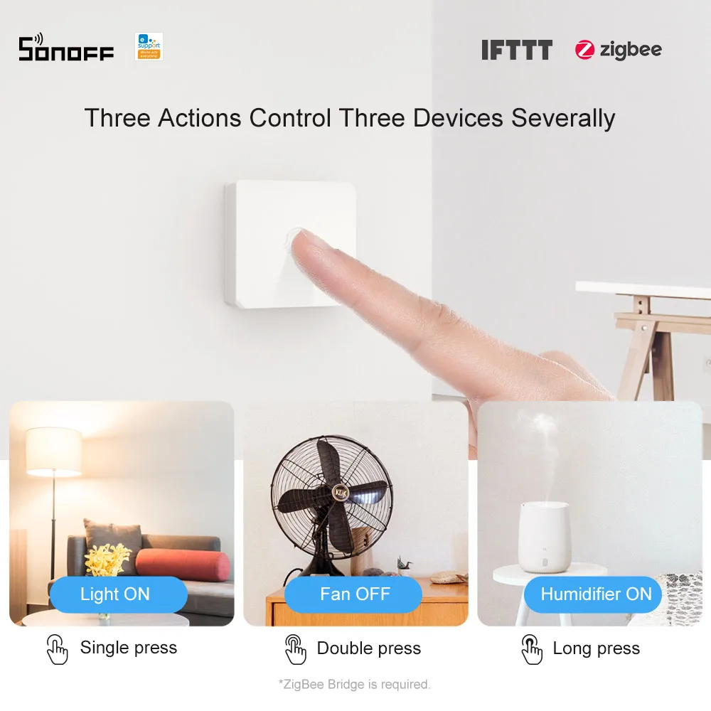 SONOFF SNZB-01 Zigbee Wireless Switch Smart Home Switch إشعار البطارية المنخفضة على تطبيق e-WeLink يعمل مع SONOFF ZBBridge IFTTT