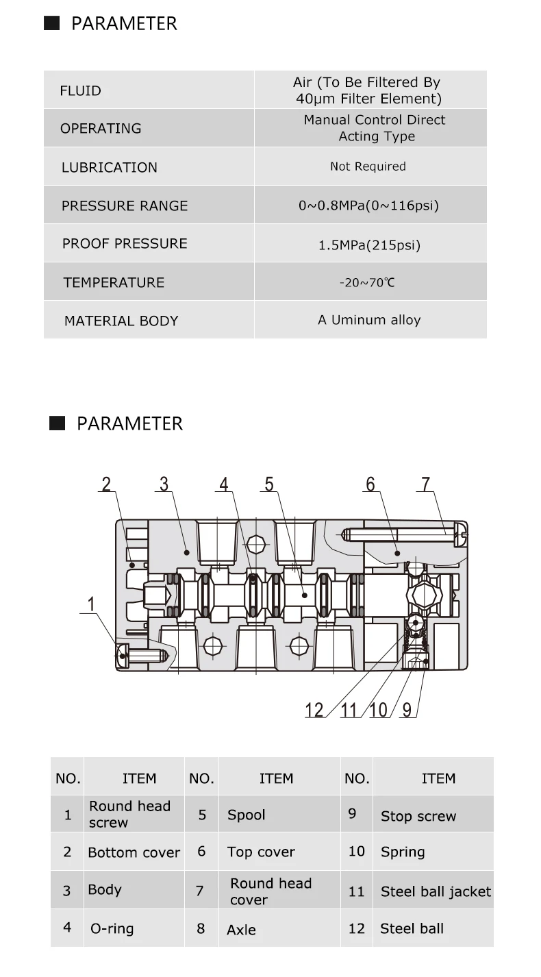 Électrovanne 4H210-08/4H310-10/4H410-15 2 Position 5 Port Air Manual Valve Pneumatic Control Valve 5/2 Way Hand Lever Operated Contro Pneumatique — détail 4