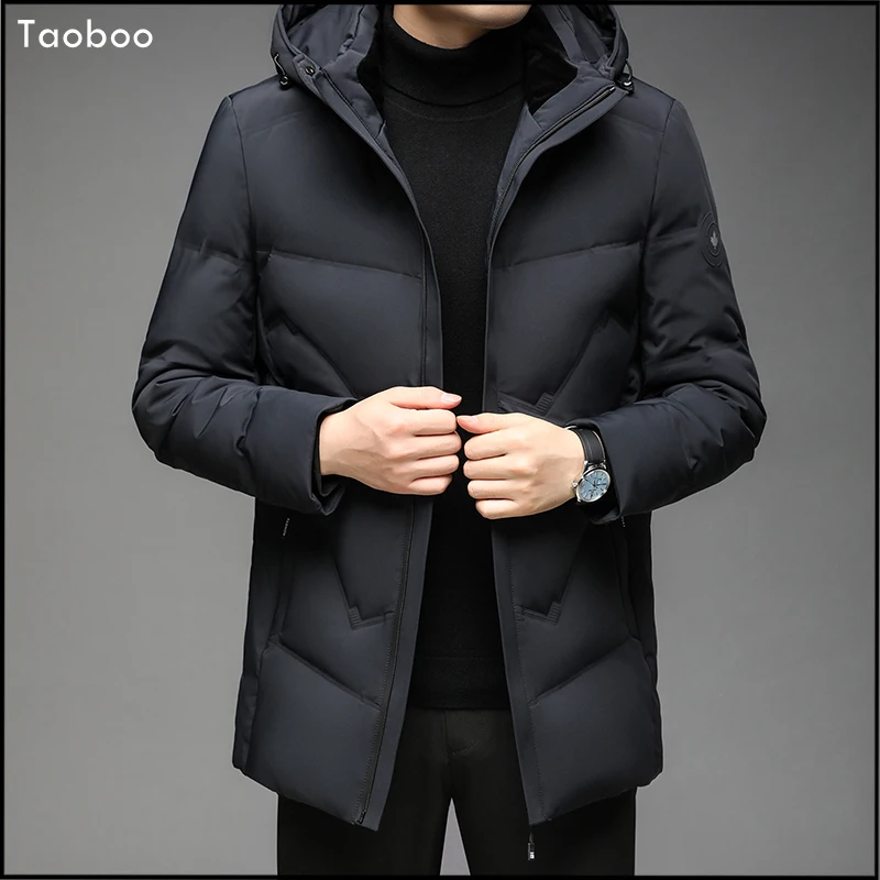 Taoboo Brand Men Winter Down Jacket Fashion Solid Hooded Male Coat Casual Warm Clothes Mens Overcoat Streetwear Puffer Jackets