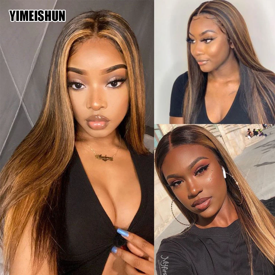 13x4 Hightlight Lace Front Wig 28 30 Inch Human Hair 4x4 Lace Closure Human Hair Wigs Remy Ombre Straight Lace Frontal Wigs