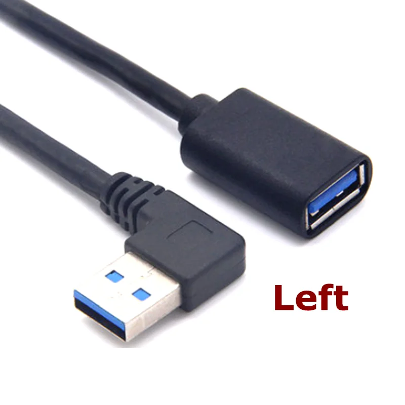 90 Degree UP and Down, Left and Right Bend USB 3.0 Male-to-Female Extension Cable for Laptop to Connect Network Card U Disk