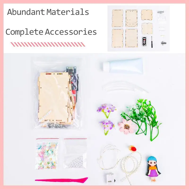 New Early Education Wooden Lockbox With Password Simulation Cream Glue Micro Landscape DIY Craft Toys For Children Gift Handmade