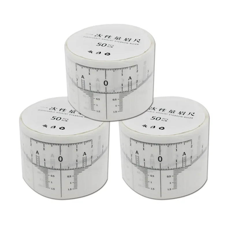 Disposable 50pcs/lot Eyebrow Ruler Sticker Adhesive Eyebrow Microblading Ruler Guide Permanent Makeup Tool