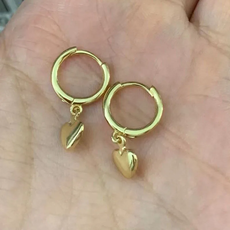 ANENJERY Silver Color Love Heart Hoop Earrings for Women Smooth French Gold Silver Earrings Jewelry 2022 New