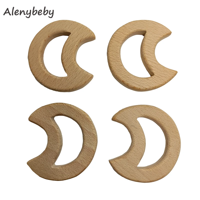 

Baby Wood Teething Rings Pain Relief Natural Wood Moon Toys Unfinished Wooden Teether Animals for Infant Toddler Shower Toys