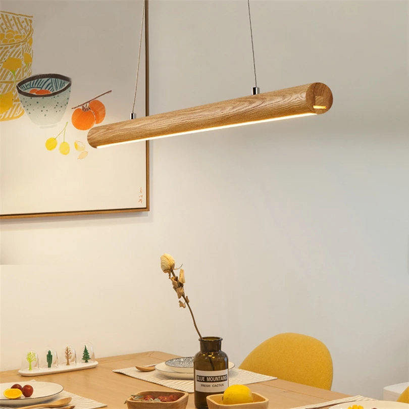 Lampe Led suspendue en bois au design nordique, luminaire décoratif d'intérieur, idéal pour un bureau, une salle à manger ou une cuisine