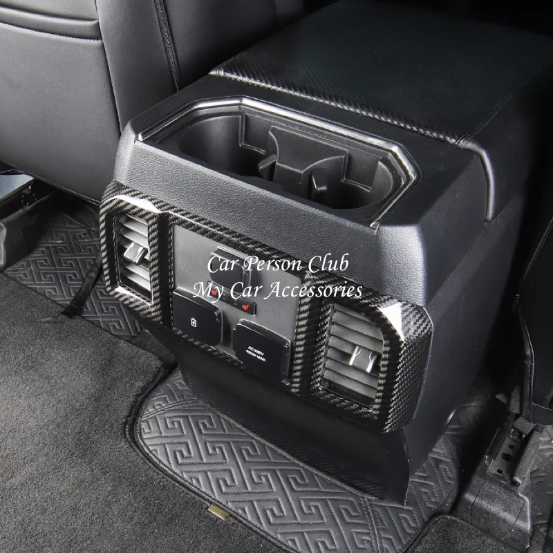 ABS Carbon Fiber Rear Row USB Air Condition Outlet Vent Cover Trims For Ford F150 2017-2020 Raptor Car Interior Accessories