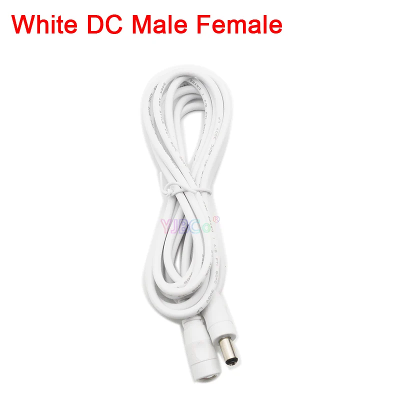 0.5m 1m 2m 3m 5m 10m 5.5 * 2.1 mm DC female and Male Jack adapter cable connector Power Supply Plug White/Black extension wire