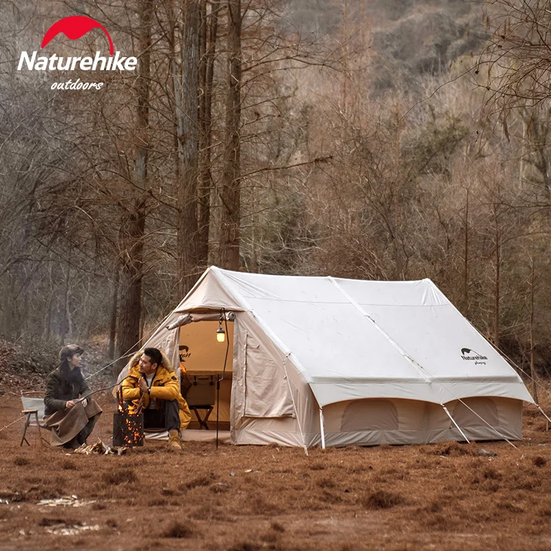 Naturehike Inflatable Cotton Tent 5-8 Person Outdoor Cotton Cloth 12㎡ Family Tent With Air Pump Leisure Camping Party Equipment