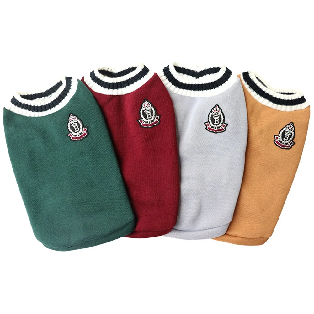 Dog Sweater British College Style Winter Warm V-Neck Pet Clothes For Small Medium Large Dog Chihuahua Golden Retriever 2022