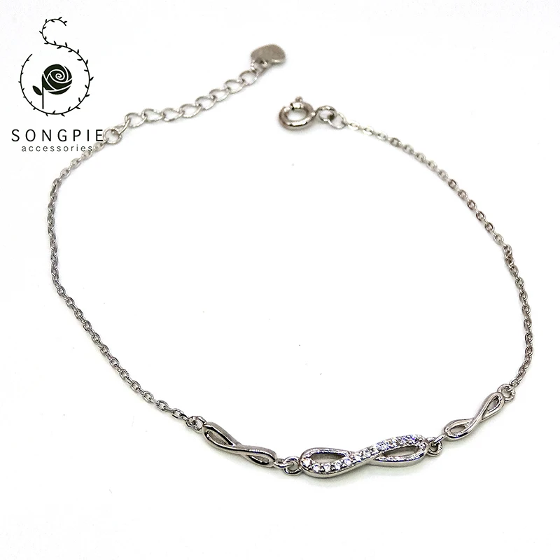 Fashion 925 Sterling Silver Women's Party Bracelet Creative Simplicity Figure 8 Bracelet Jewelry Size Adjustable