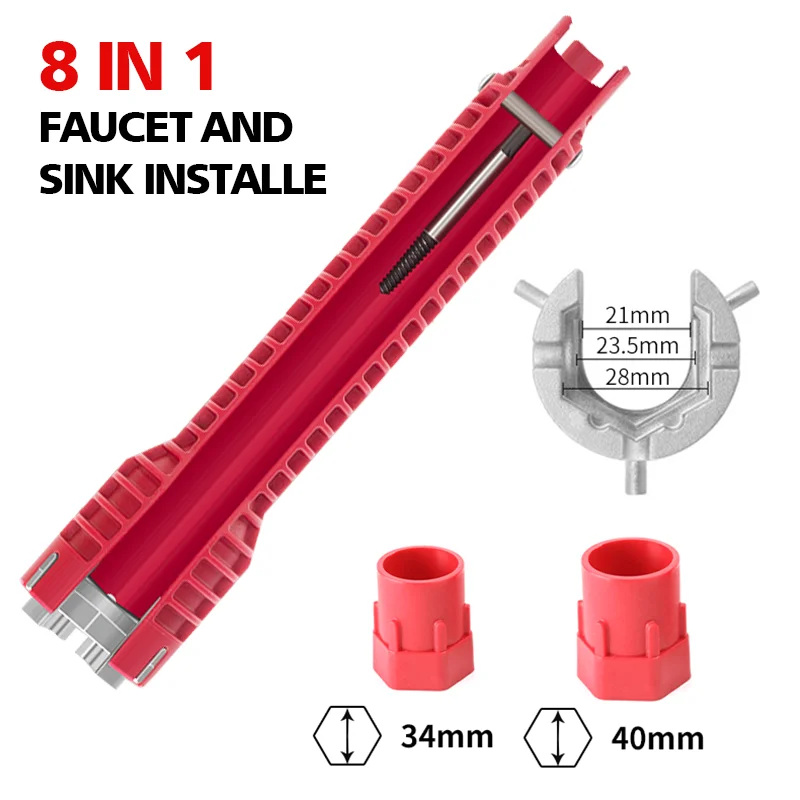 8 In 1 Flume wrench Anti-slip Kitchen Sink Repair Wrench Bathroom Faucet Assembly Plumbing installation wrench