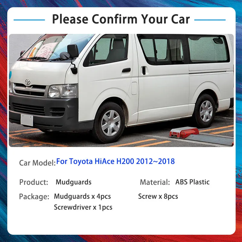 For Toyota HiAce H200 2012~2018 High Fender Mud Flaps Mudflaps Mudguards Mudflap Splash Mudguard Guards Accessories 2013 2014