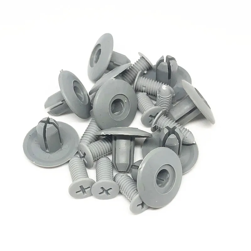 50 Pcs 8mm  Gray&Beige Rivets for Bumper Fender Wheel Eyebrow Plastic Fastener Clips Universal Size Snap Button Push Pin Screw.