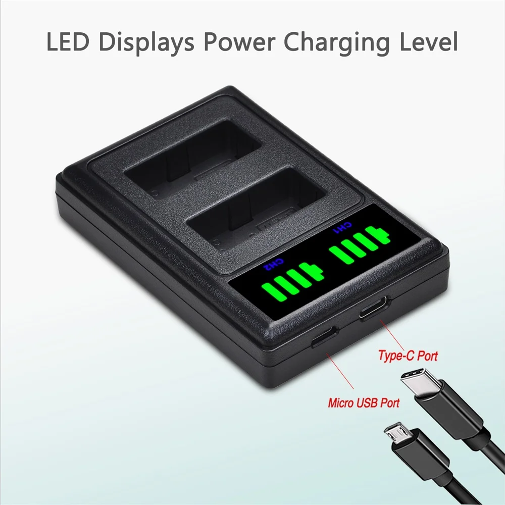 Двойное зарядное устройство USB Type-C для Canon EOS 200D M3 M6 750D 760D T6i T6s 800D 8000D Kiss X8i