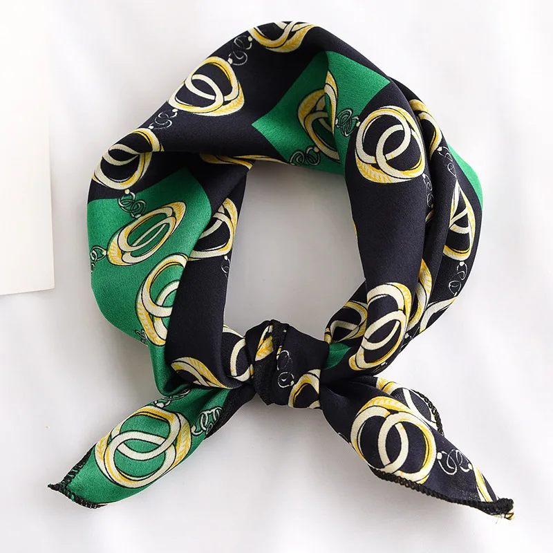 New Arrival 2024 Square Neck Scarf Women Silk Hair Brand Small Foulard Shawls And Wraps Lady Office Neckerchief Bandana Hijab