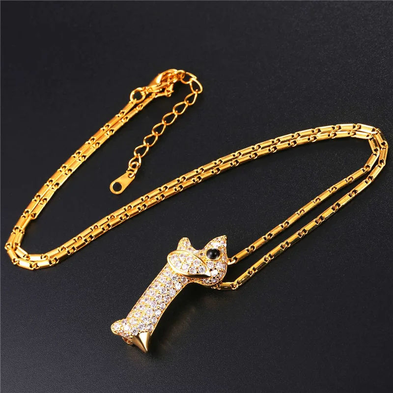 Collare Dog Pendant Gold/Silver Color Dachshund Necklaces & Pendants AAA Cubic Zirconia Animal Necklace Women Gift Jewelry P079