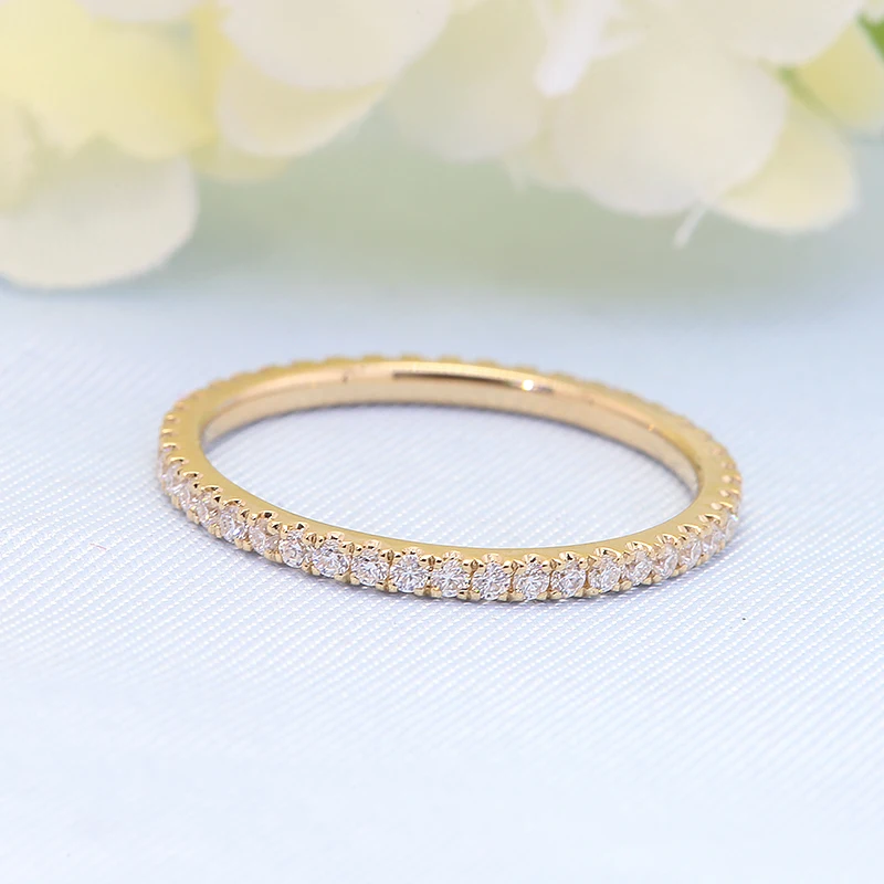 Eternity Female CVD HPHT Lab Diamond Ring Solid Pt950 Micro Pave Wedding Band Ring for Women Bridal Party Jewelry Gift